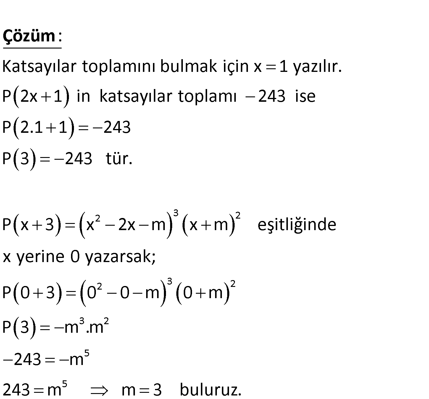 katsayilar toplami sabit terim