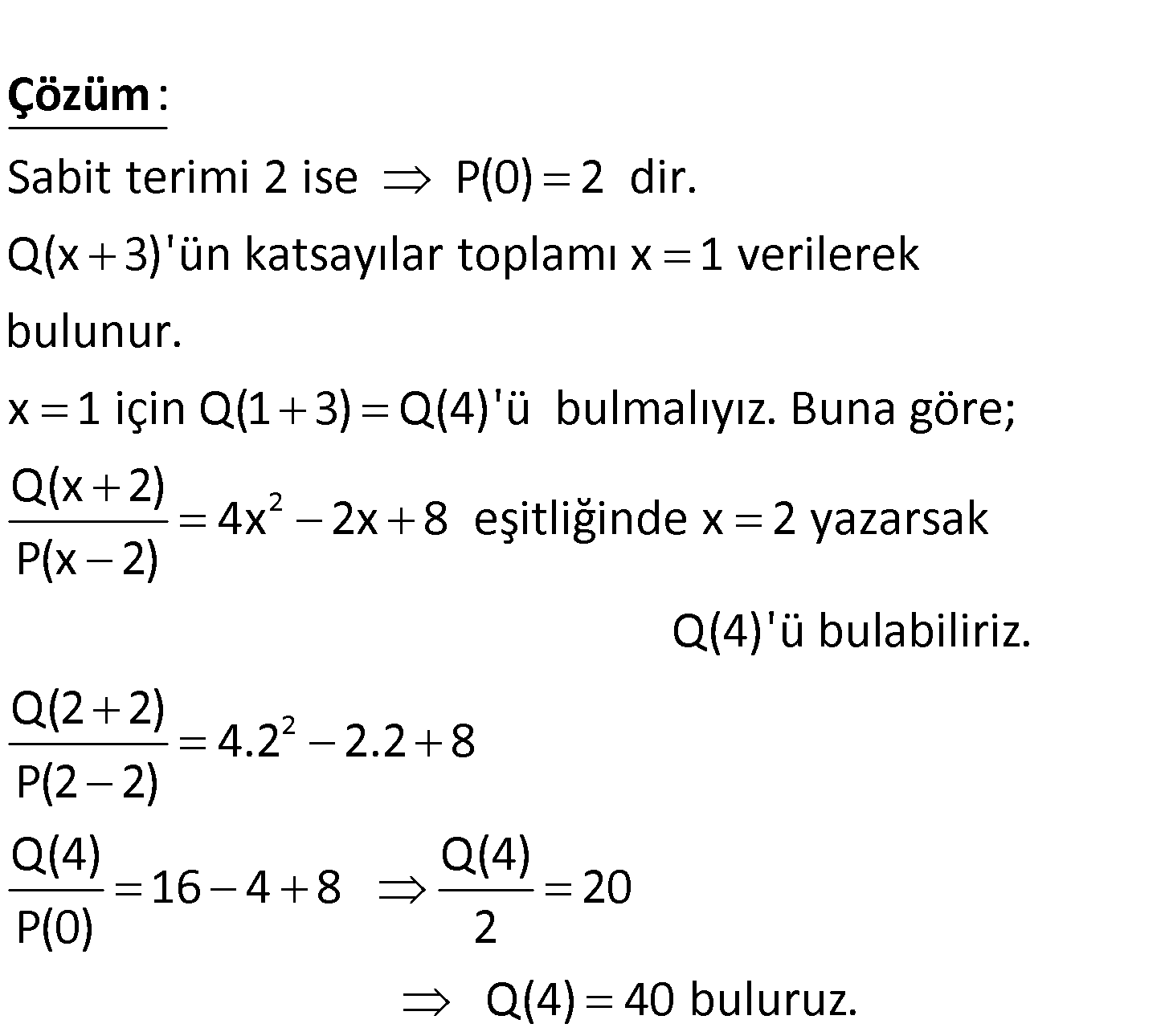 katsayilar toplami sabit terim